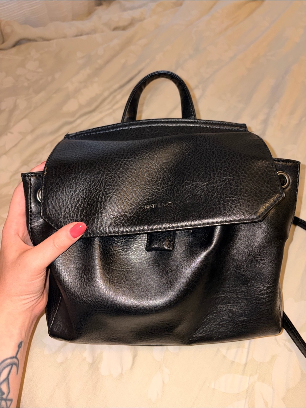 Matt & Nat Black Vegan Leather crossbody/hand bag